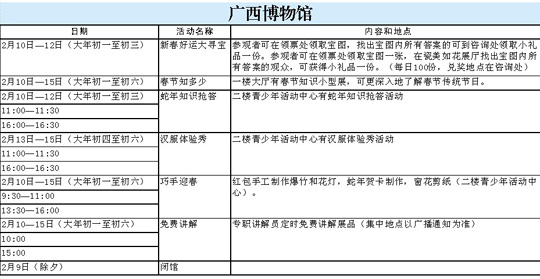 春节留守邕城 文化场馆活动丰富医院开诊各有时段