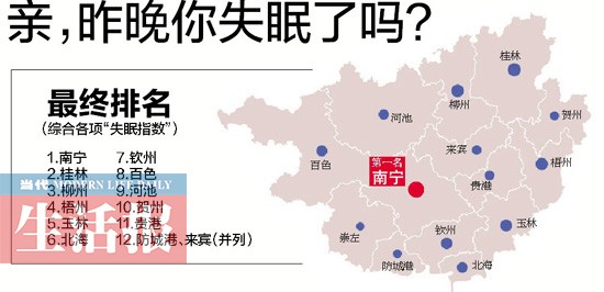 数据显示南宁失眠人数居广西首位 昨晚你失眠了吗